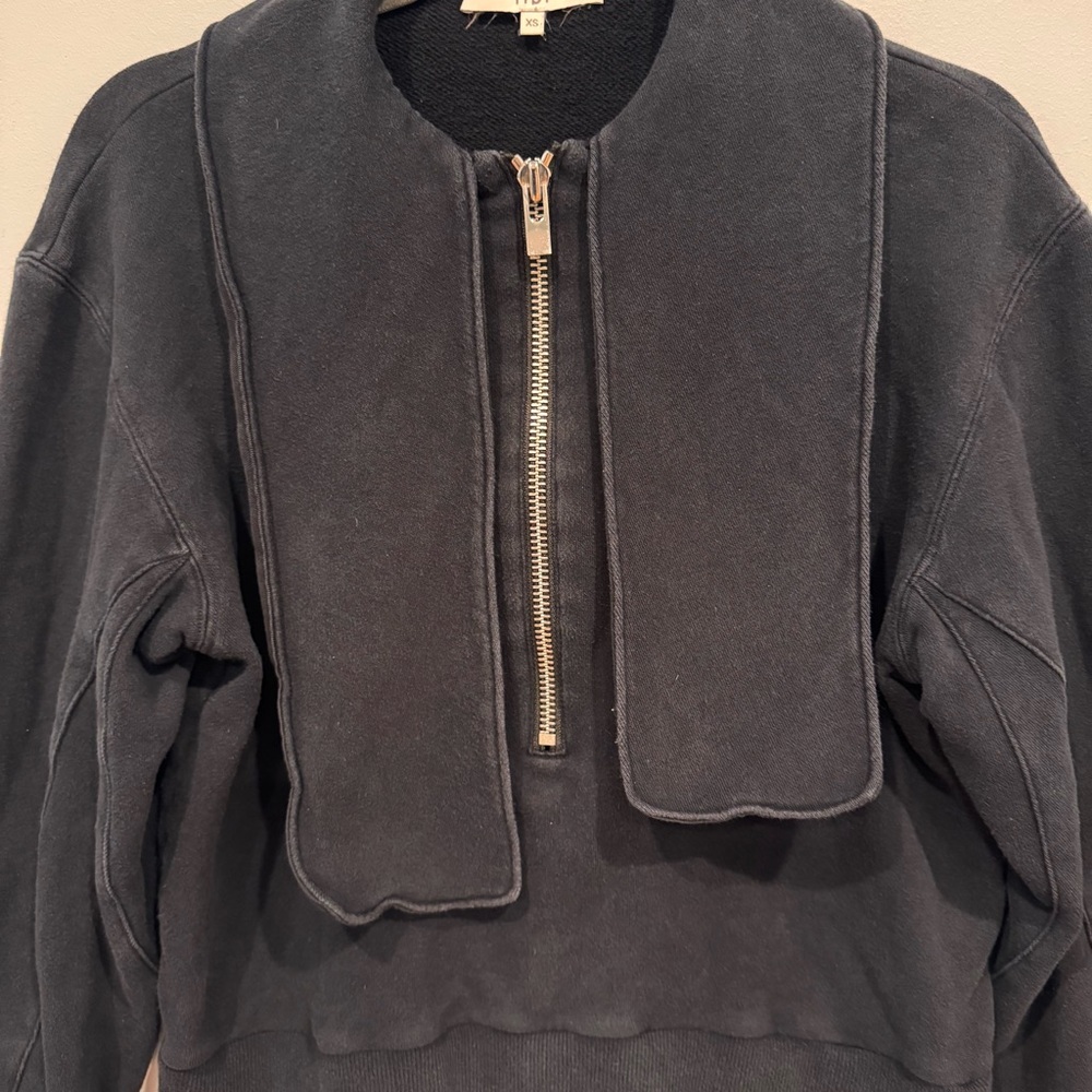 Tibi Terry Flap Sweatshirt Black XS - Picture 3 of 8